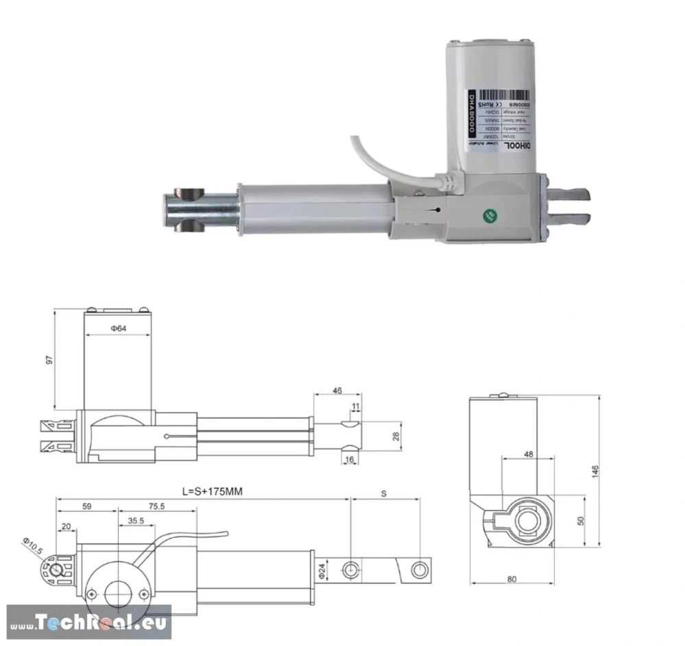 Elektrický piest 24VDC 8000N