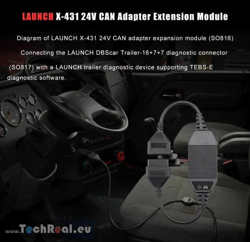 Diagnostický konektor LAUNCH DBScar Trailer-16+7+7 + rozširujúci modul adaptéra X431 24V CAN