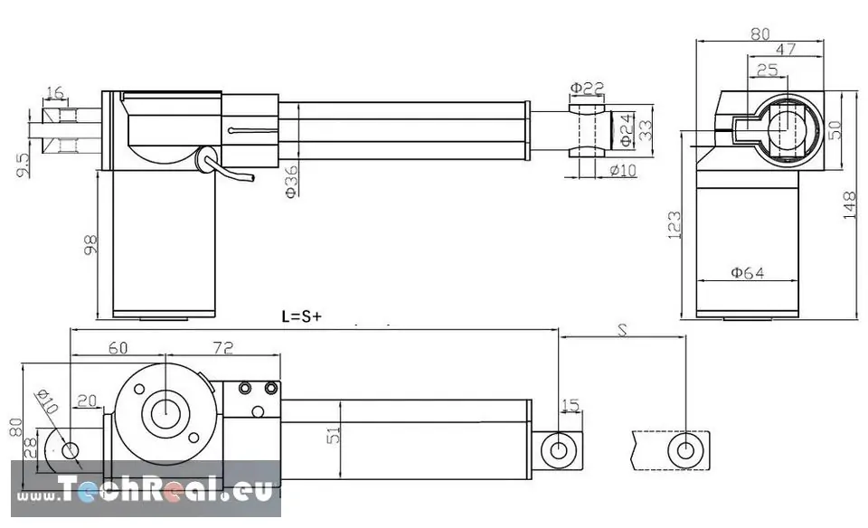 S150 Lineárny pohon 12V / 24V DC
